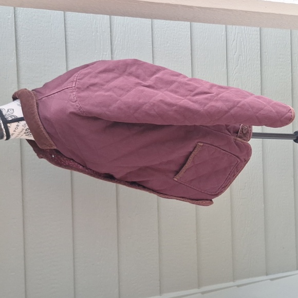 Vintage Eddie Bauer Quilted Barn Chore Jacket burgundy oxblood wine Size Large - Picture 6 of 12